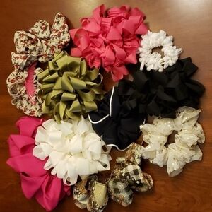 Hair Scruncies and Combs Assorted Colors and Size Bundle of 10